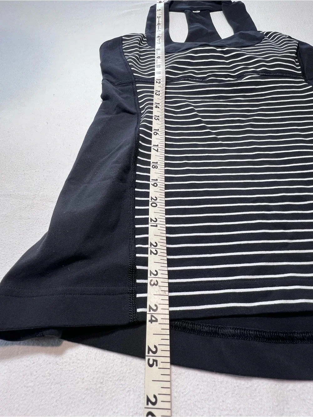 lululemon “Push Your Limits Tank” Black and White Striped Halter #W1E62S